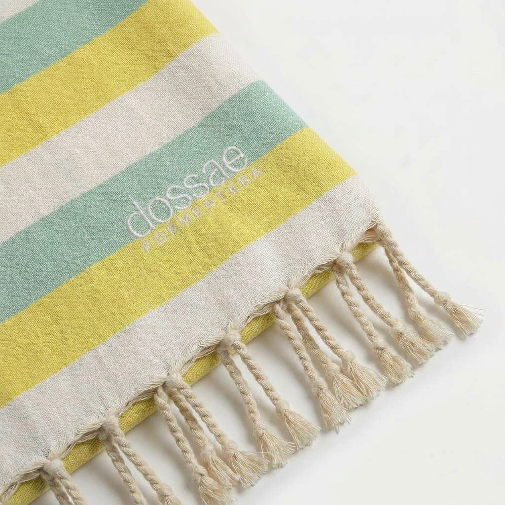 Fouta Rayas Amarillo y Verde Agua