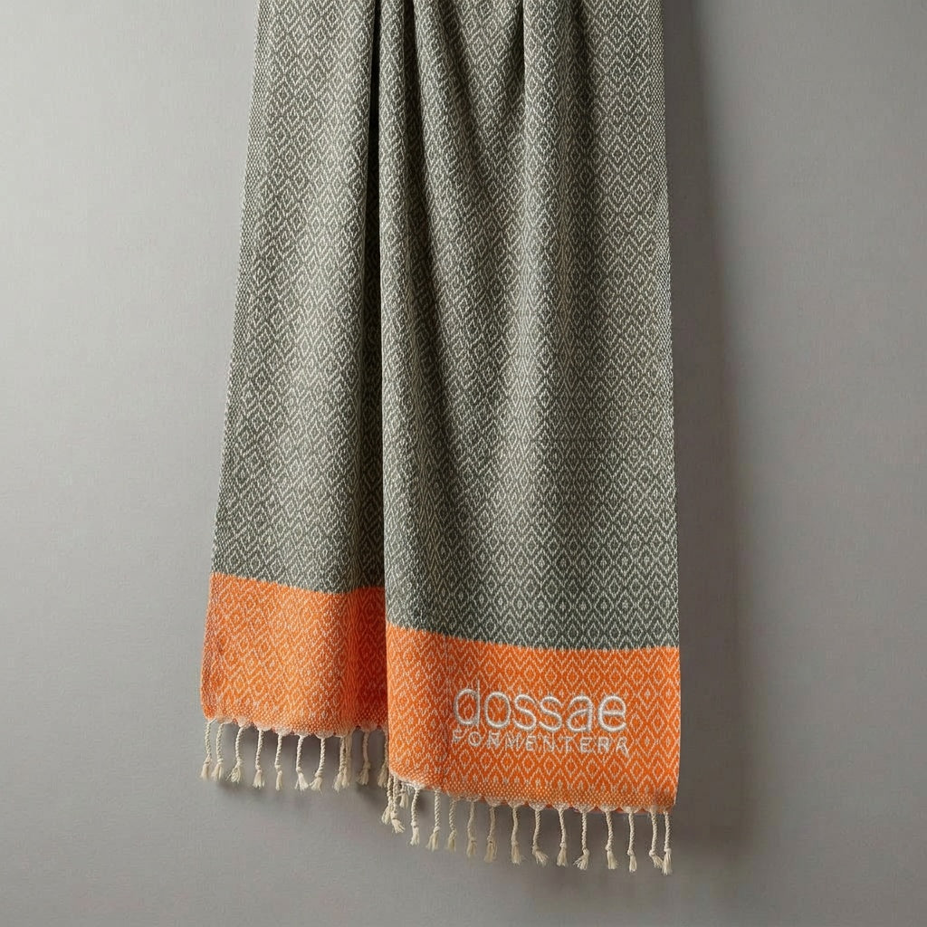 Fouta Geométrica Verde Oliva y Naranja