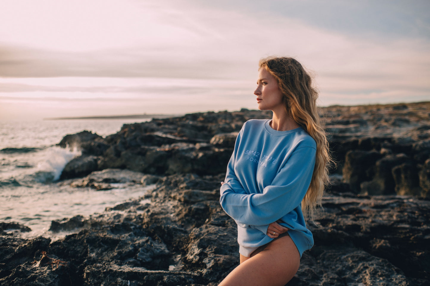 Sudadera Punta Prima Coordenadas Azul ACERO