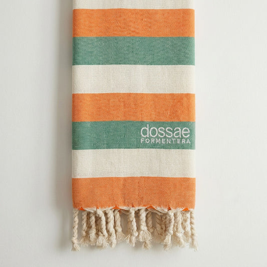Fouta Rayas Naranja y Verde Agua