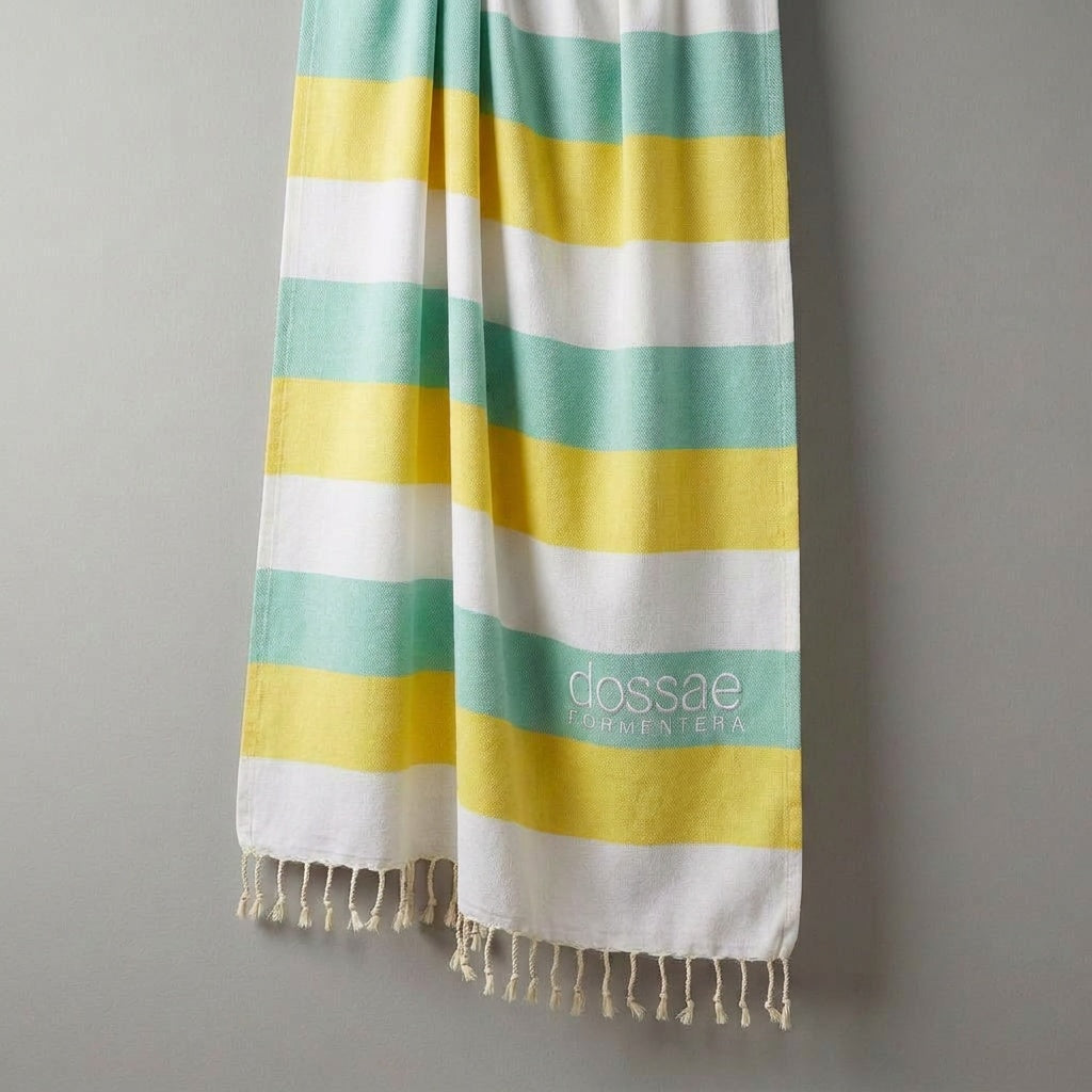 Fouta Rayas Amarillo y Verde Agua