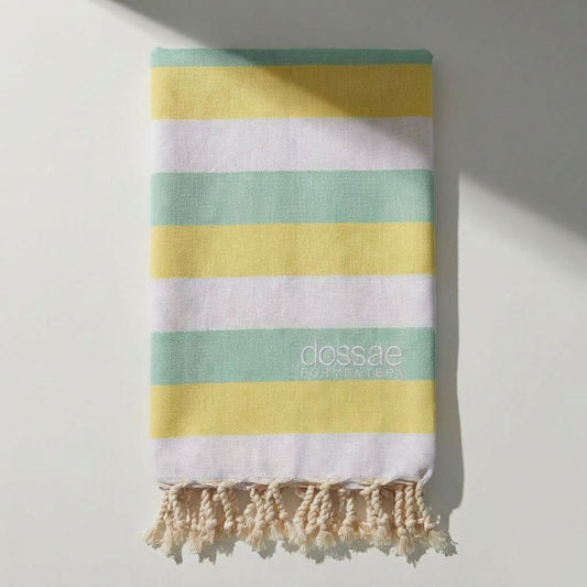 Fouta Rayas Amarillo y Verde Agua
