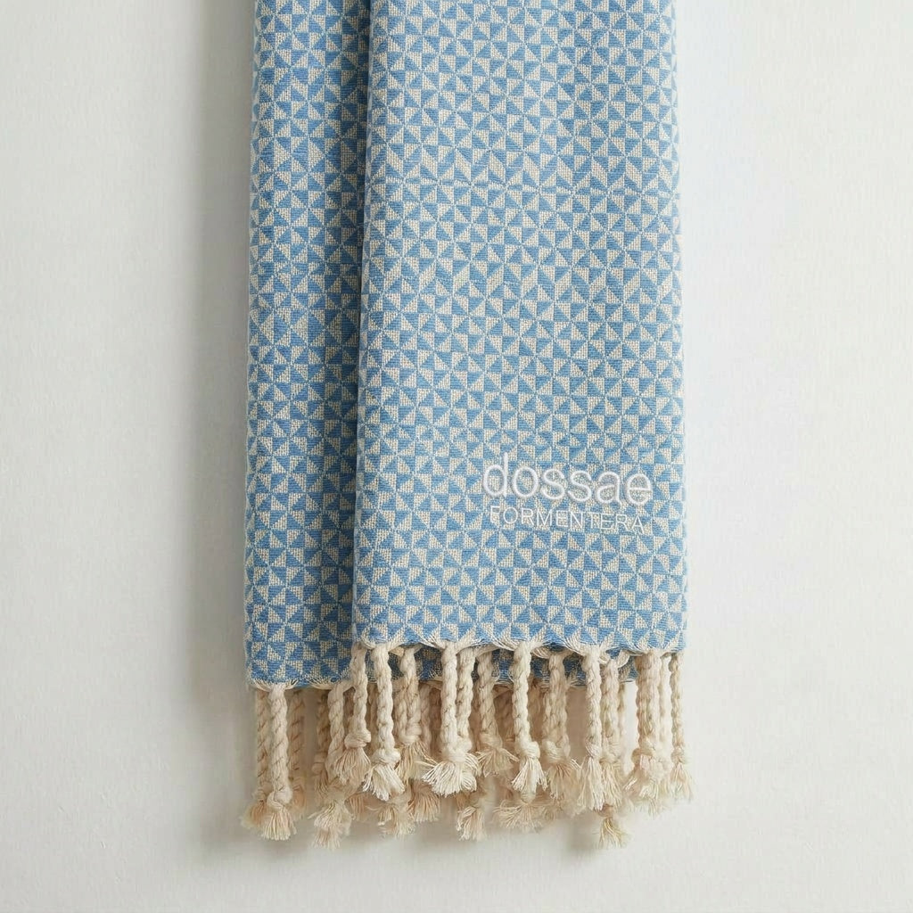 Fouta Geométrica Azul Cielo