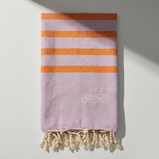Fouta Rayas Lavanda y Naranja
