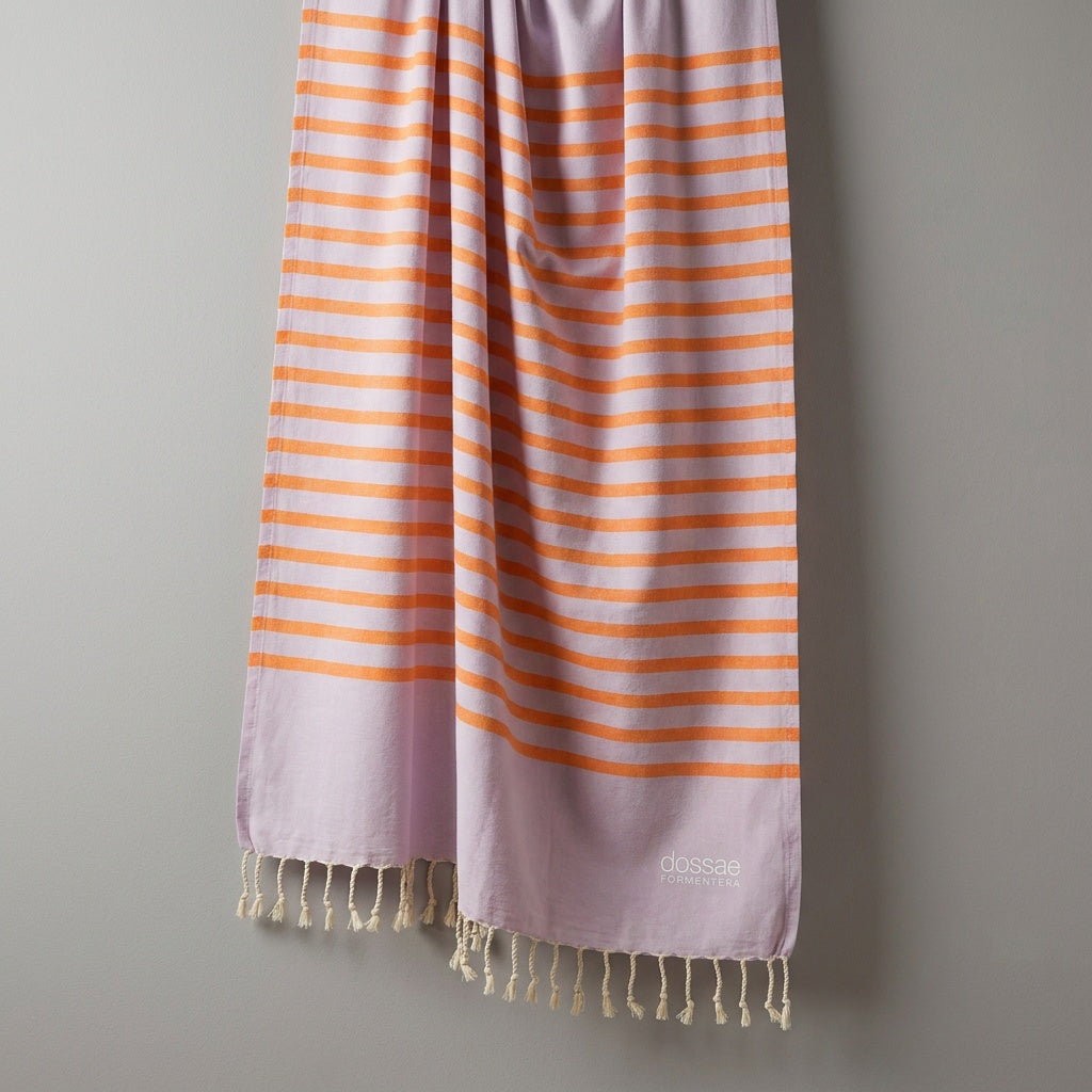 Fouta Rayas Lavanda y Naranja